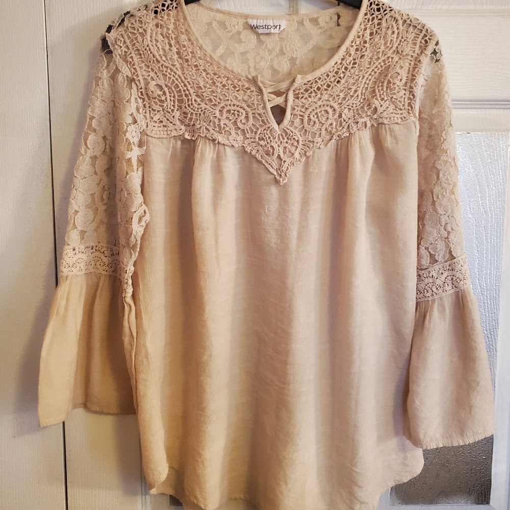 WESTPORT IVORY LACE TOP S LG - Picture 1 of 10